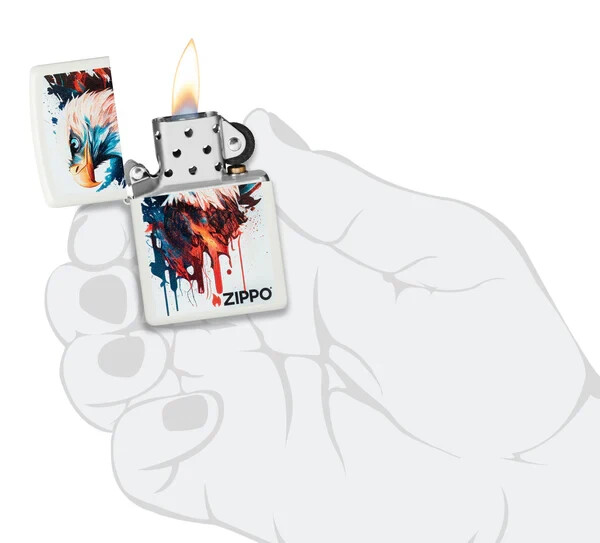 Zippo Painted Eagle Design Color Image White Matte 46692