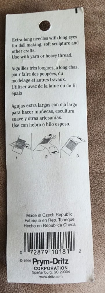 *NEW* DRITZ ASSORTED DOLL NEEDLES. 3 sizes