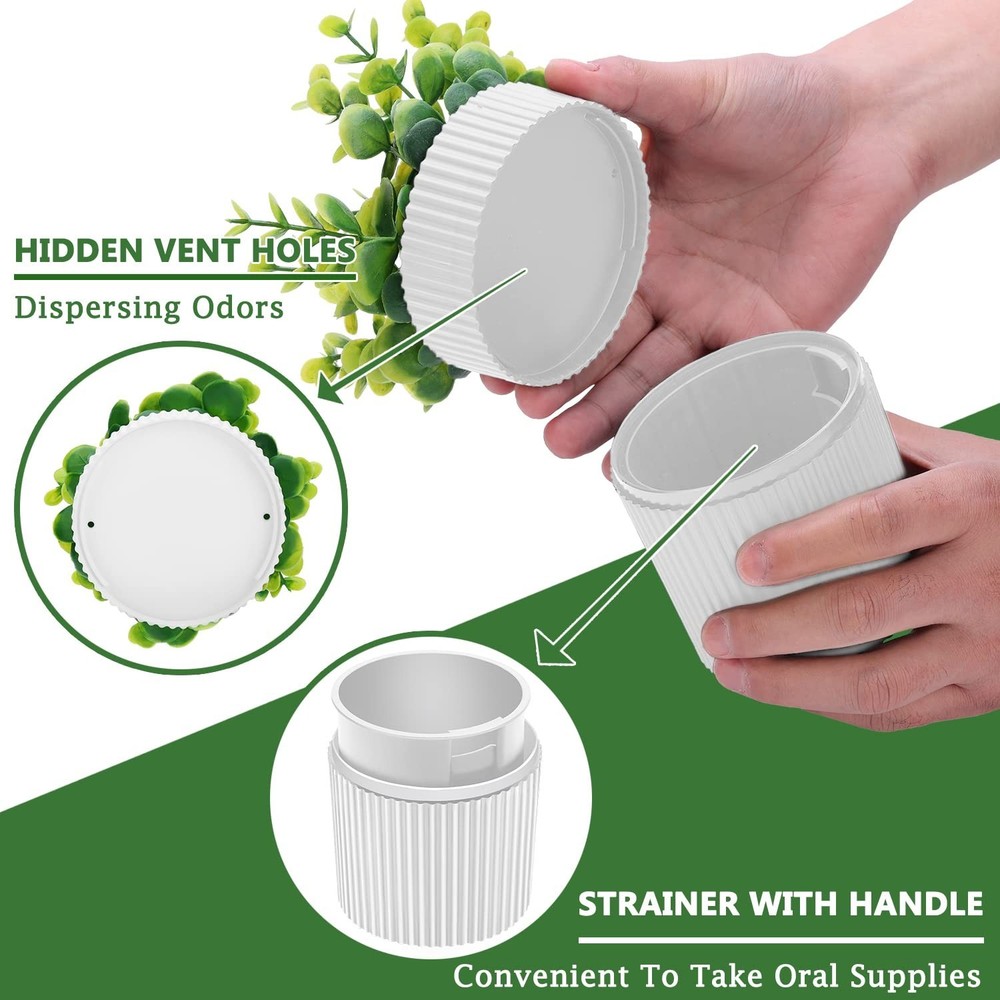 Denture Bath, Invisible Denture Case Designed As Artificial Eucalyptus Potted...