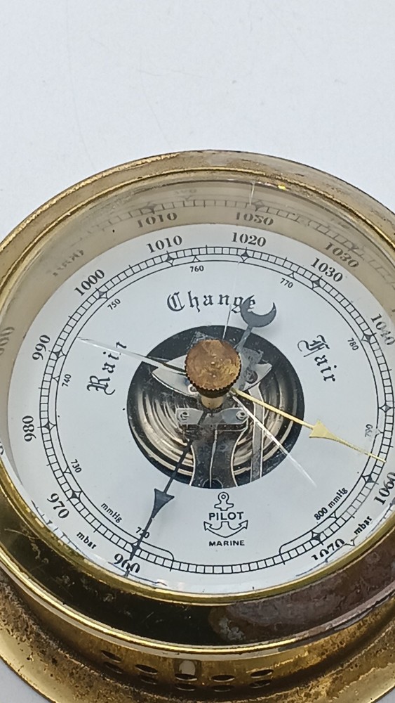 Nautical Wall Ship's Barometer PILOT MARINE Diameter 4"