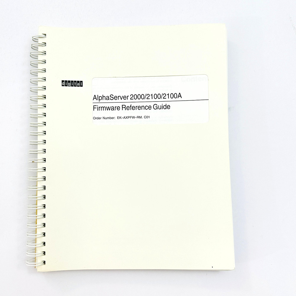 Digital AlphaServer 2000/2100/2100A Firmware Reference Guide 3rd Print 1995 DEC