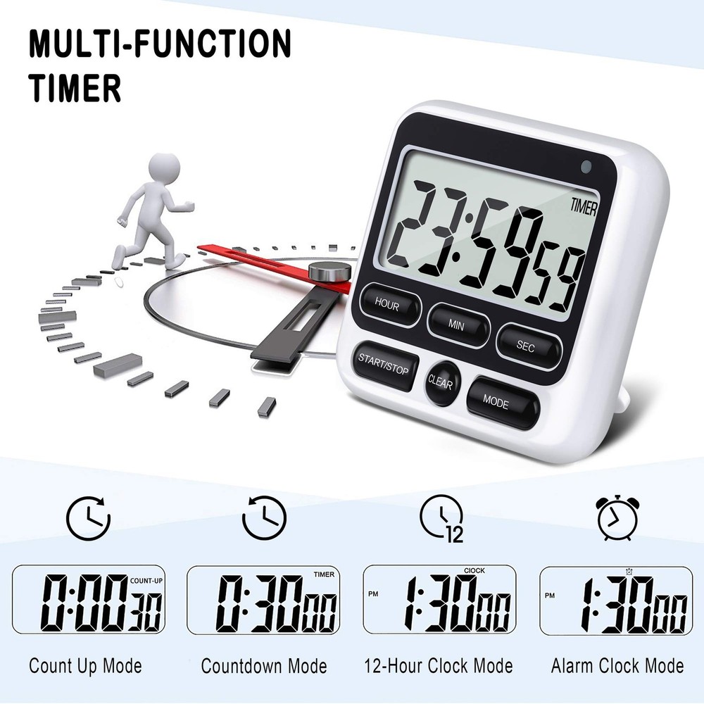 KTKUDY Digital Kitchen Timer with Mute/Loud Alarm Switch 24H