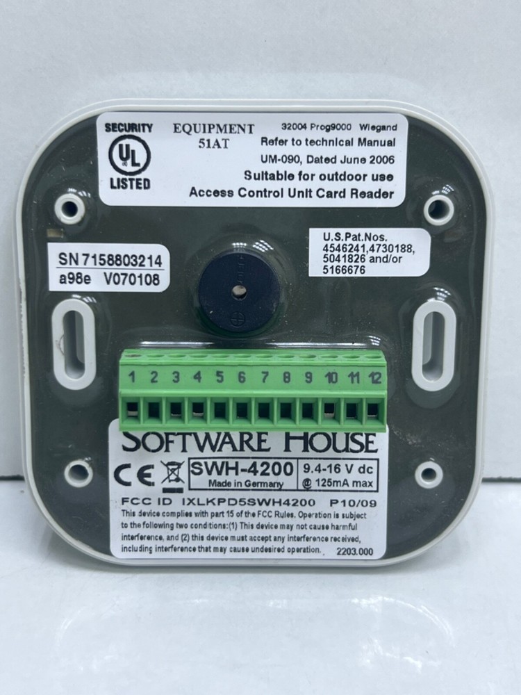 SOFTWARE HOUSE SWH-4200 ACCESS CONTROL UNIT CARD READER
