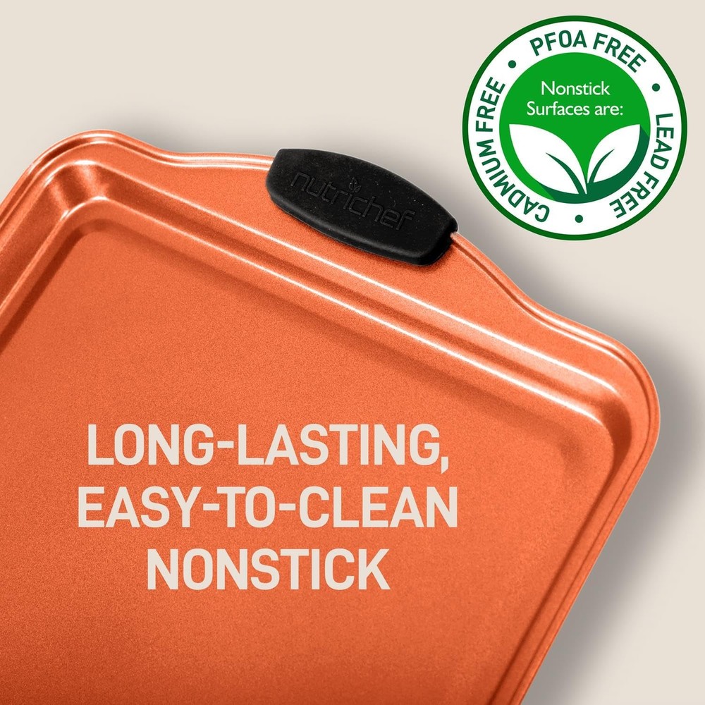 Nutrichef 5-Piece Baking Pans Set - Stackable Cookie Sheets & Roasting