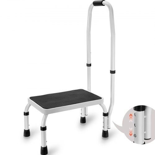 VEVOR Step Stool 1-Step 330lbs Capacity,3 Adjustable Height w/Handle Steel Step