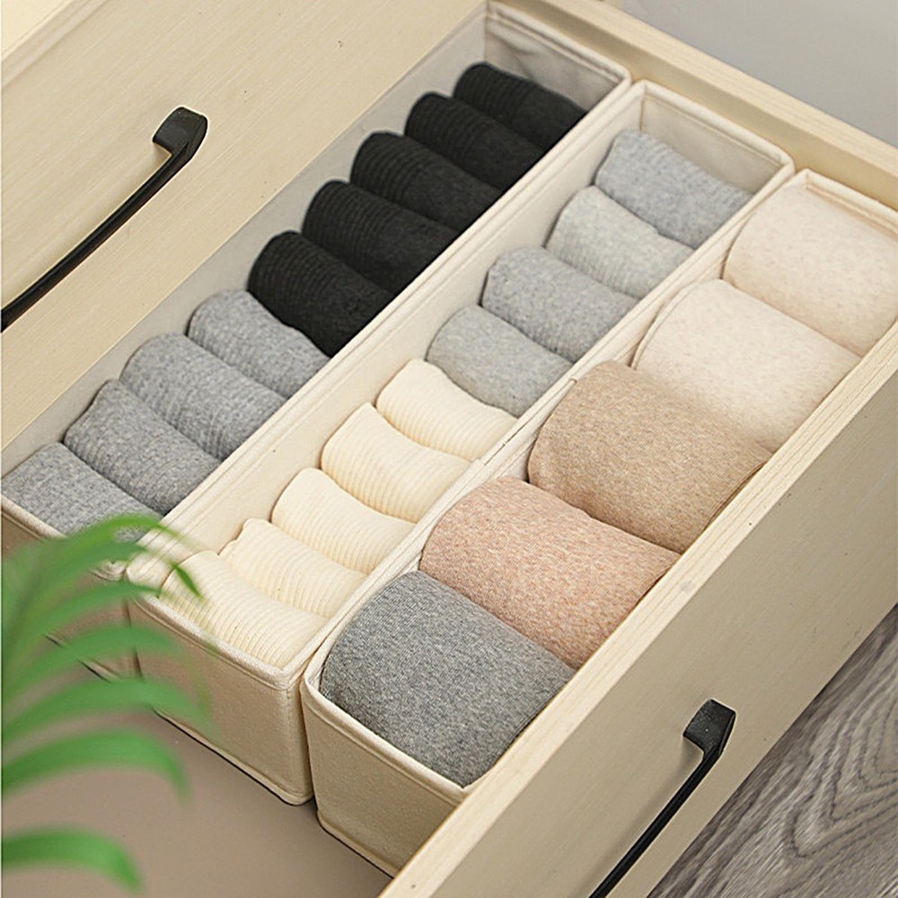 Narrow Storage Bins Space-Saving Foldable Fabric Storage Bins Stable Sock