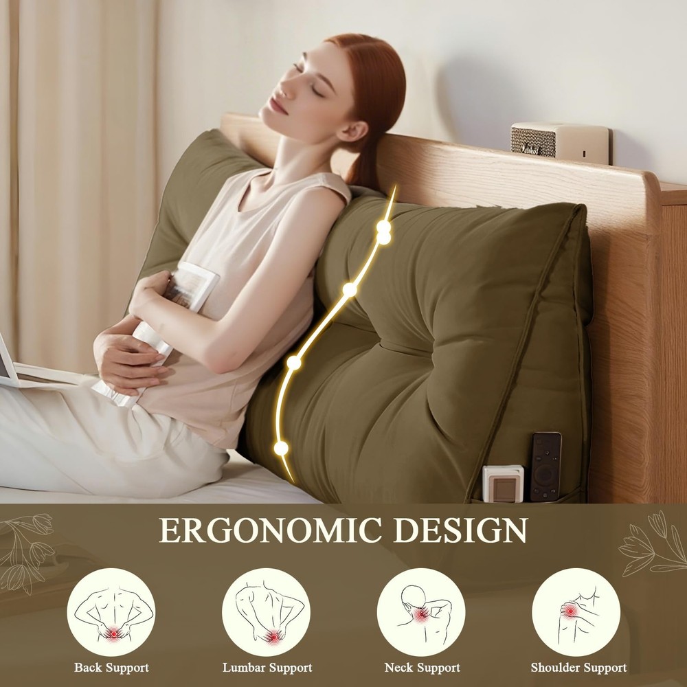 DANGHOOGY Headboard Pillow Queen, Large Triangular Wedge Headboard Pillow for...
