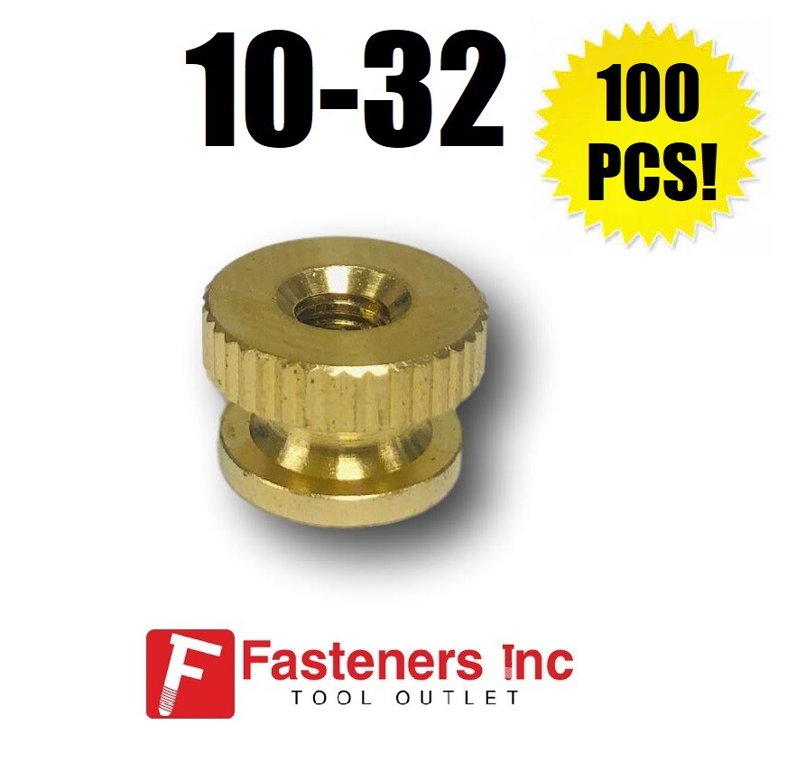 (QTY 100) #10-32 Brass Solid Knurled Thumb Nut UNF Decorative