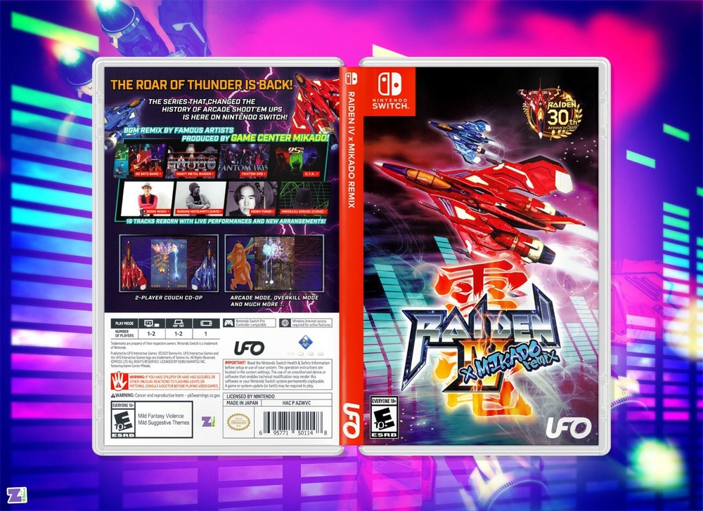 Raiden IV x Mikado Remix Cover Art Replacement Insert & Case for Nintendo Switch