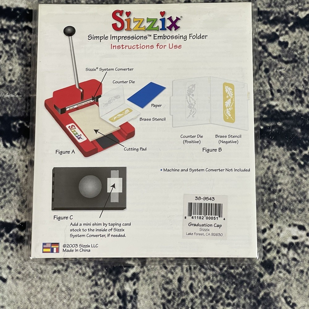 Sizzix Graduation Cap Simple Impressions Embossing Folder 2⅜x3⅜"