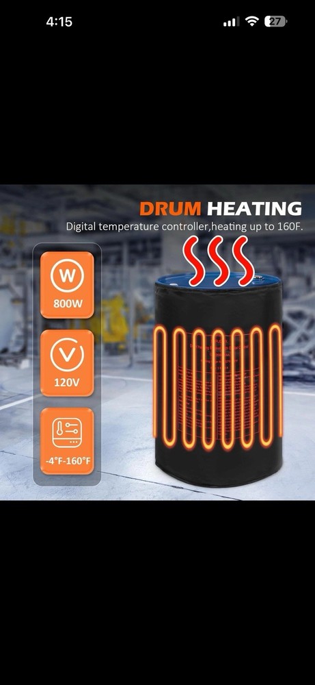 55 Gallon Electric Drum Heater Blanket, with Digital Control, 120V