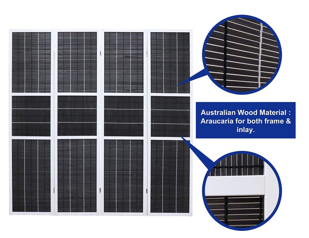 4 Panel 6ft Tall Modern Style Standing Wall Partition Room Divider Panel Indo...