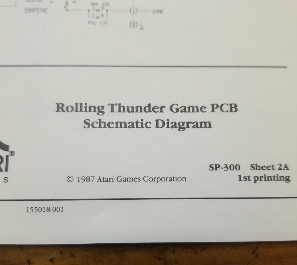 ATARI - Rolling Thunder - Schematic Package Supplement for the operation manual