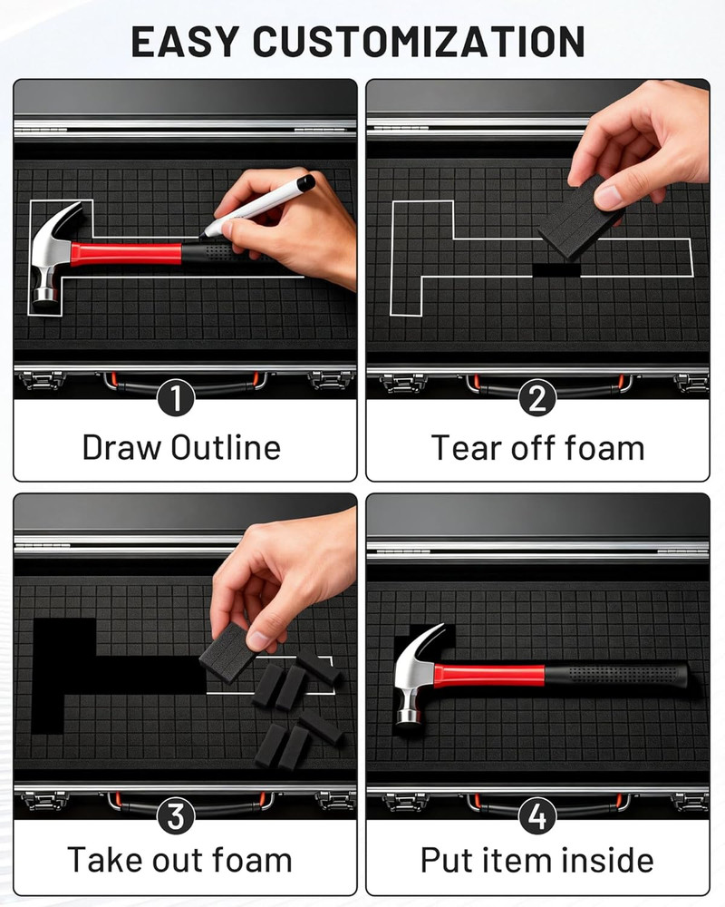 Customizable Pick and Pluck Foam Sheets for Cases - 4 Pack