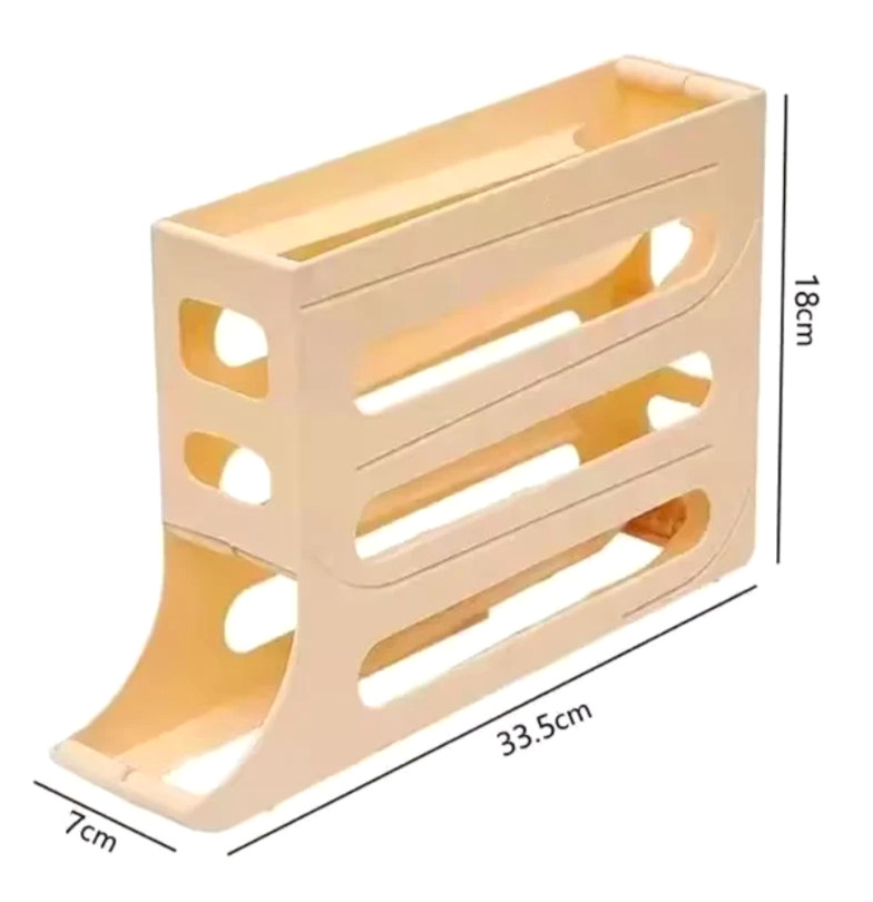 Auto Rolling Egg Holder Storage Rack 4-Tier Roll down Refrigerator Egg Dispenser
