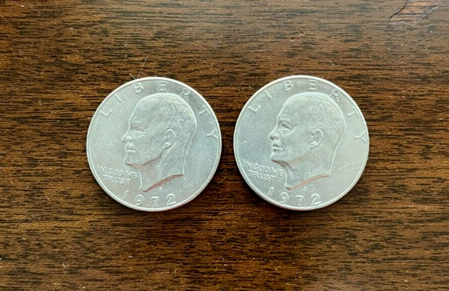 1972 Eisenhower Silver Dollar  D-Mint Type 1 Includes 2 Coins