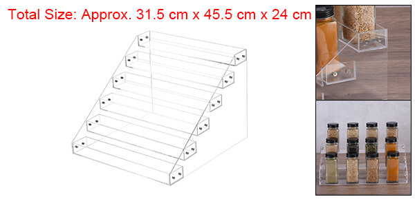 6 Tier Clear Acrylic Spice Rack Kitchen Seasoning Jars Rack For Cabinet
