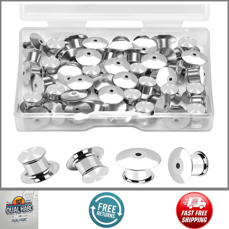 30PCS Metal Locking Pin Backs Secure Pin Keepers Clasp Lock Replacement Set