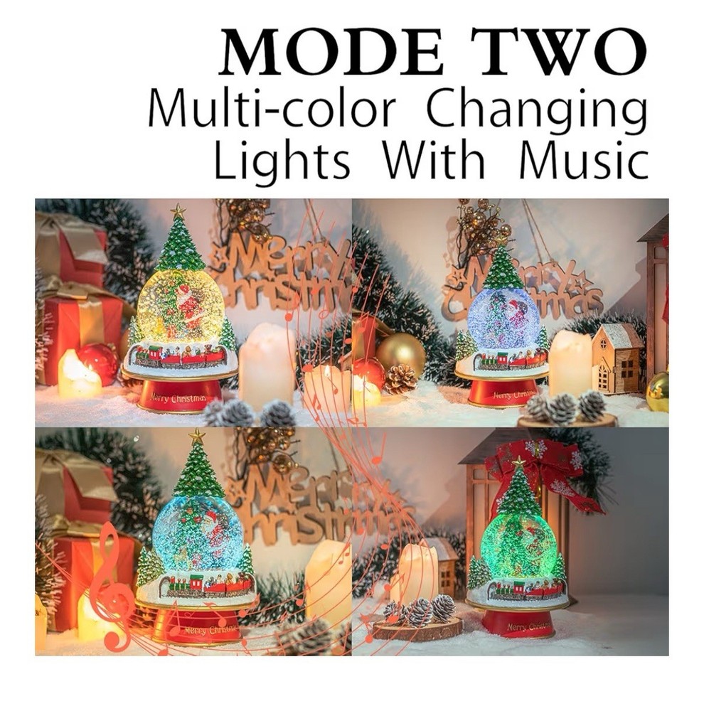 Bdor Christmas Snow Globe - Santa & Christmas Tree & Train