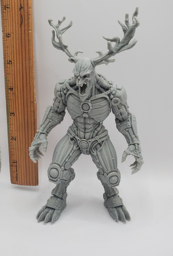Steampunk Wendigo 3D Printed Figure 7in Grey Horror Statue