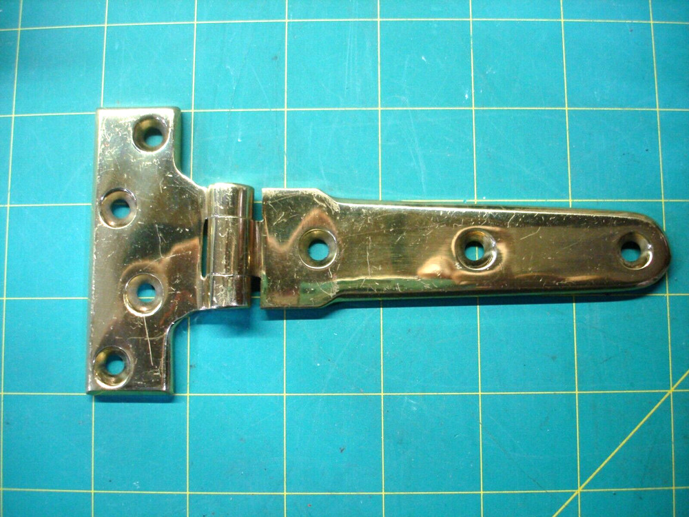 VINTAGE 11/64 THICK SOLID BRASS 3'' X 6'' 7 HOLE HINGE