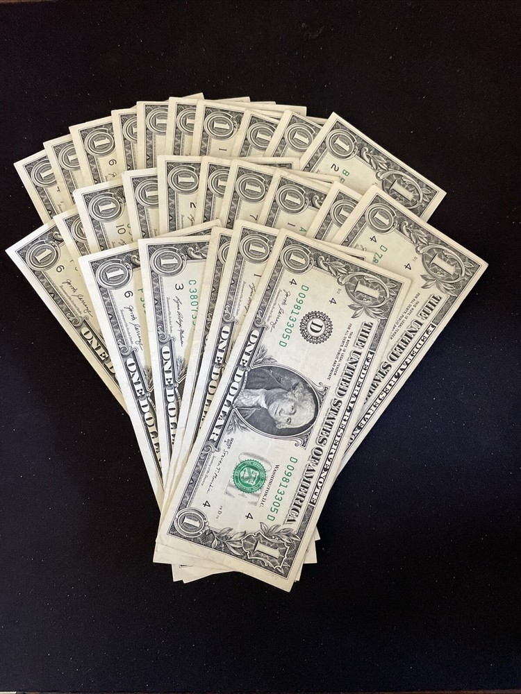 25 $1 FRN Mis Cut Errors. Right To Left Shift. (WORTHLESS) Read Description!!!
