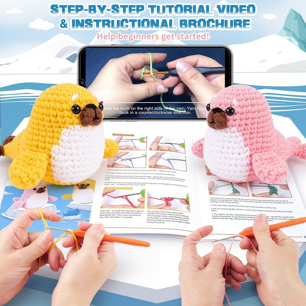 Crochet Kit for Beginners - Seal Crochet Kit with Step-by-Step Video Tutorial...