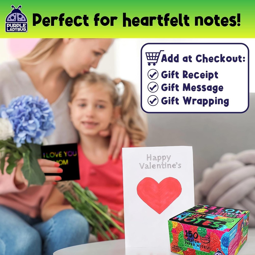 Scratch Art Mini Notes for Kids – set with 150 Rainbow Sheets with Stylus