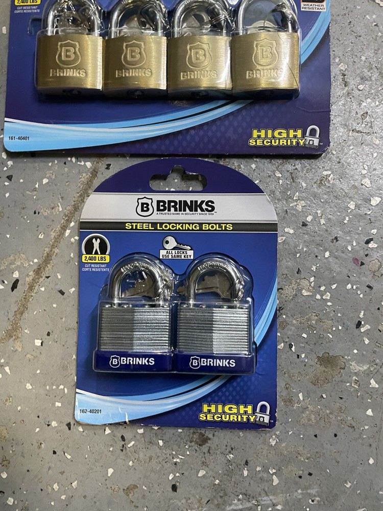 Lot of 7 New Brinks Padlocks & One Combination Lock