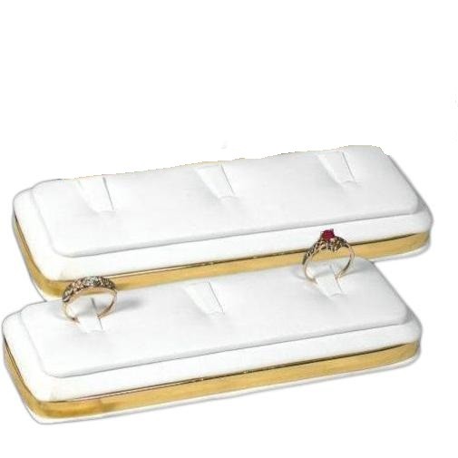 2 White Leather Ring Display Cases - Feature 3 Rings