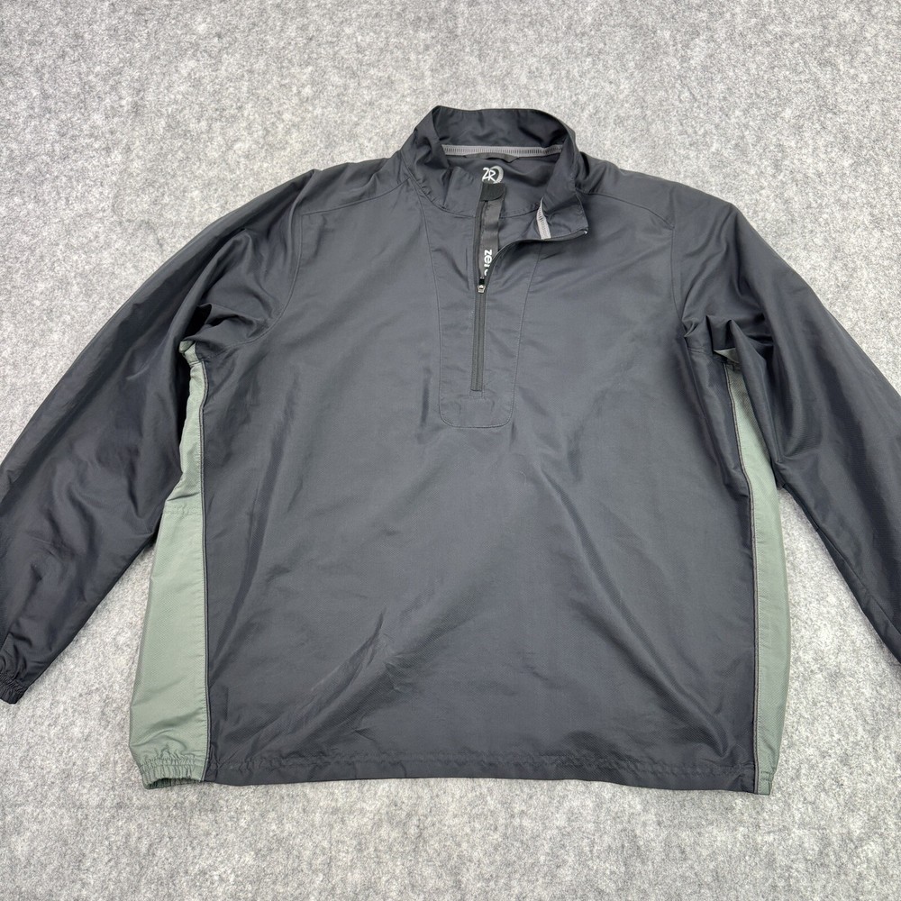 Zero Restriction Mens Jacket Medium Black Golf Tour Series Pullover 1/2 Zip Wind