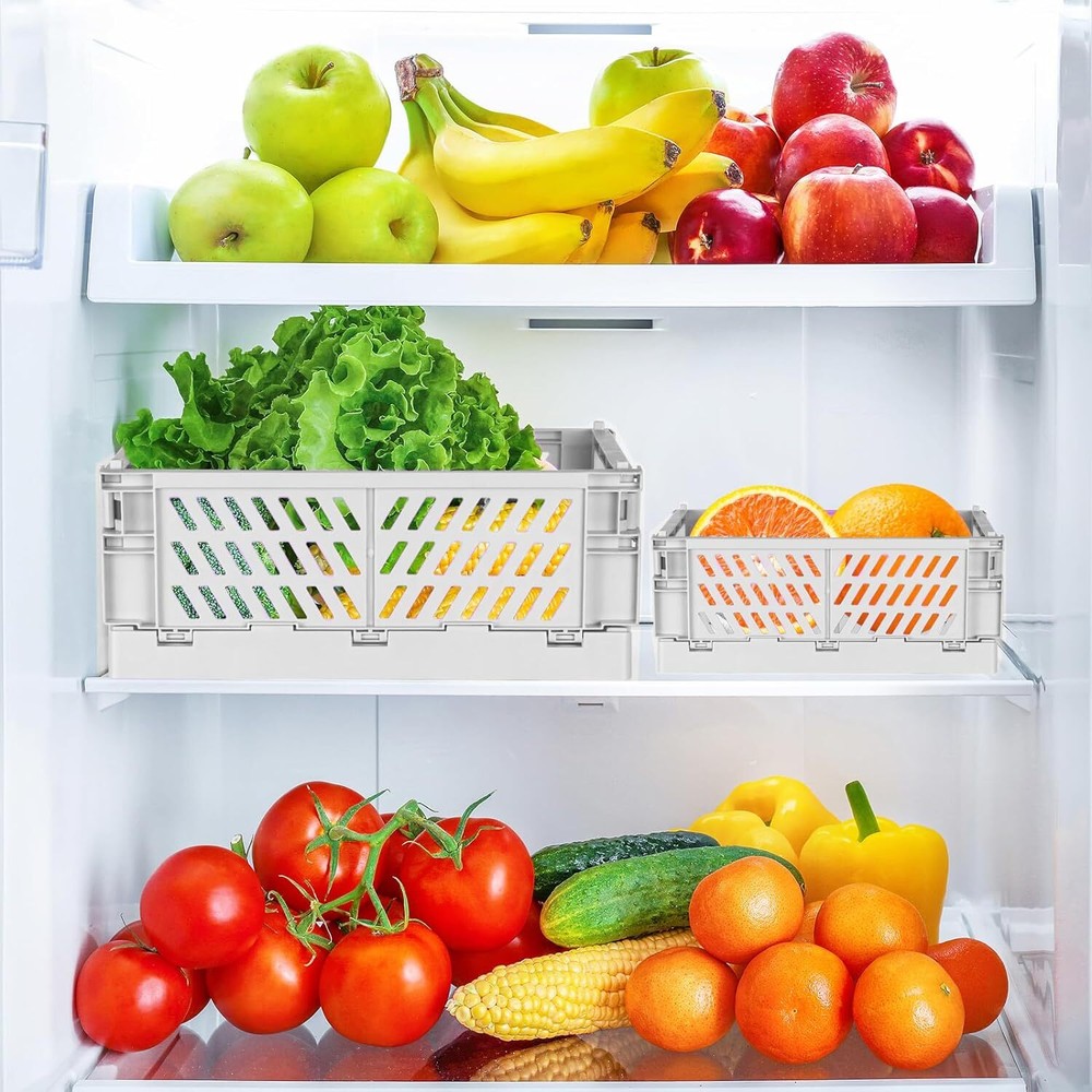 2-Pack Mini Foldable Plastic Baskets for Organizing and 9.8x6.5x3.8, Grey