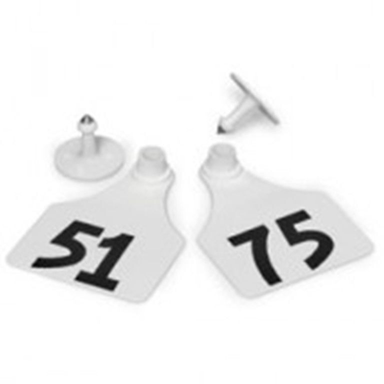 Y-Tex 4* Numbered Ear Tag WHITE #51-75 25 Tags/Package Prevent Cracking Flexible