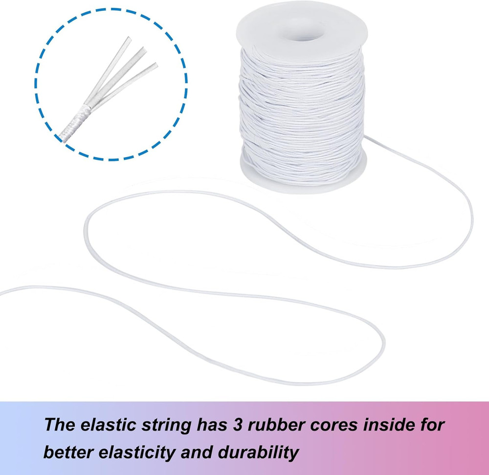 White Elastic String, 328 Feet 1Mm Stretchy Bracelet String Bead Cord for Bracel