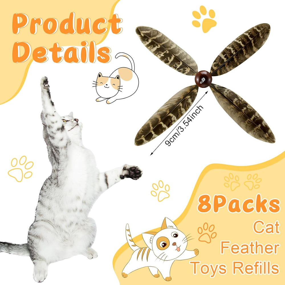 8 Pcs Cat Feather Propeller Refills Propeller Interactive Cat Toy Refills Kitten
