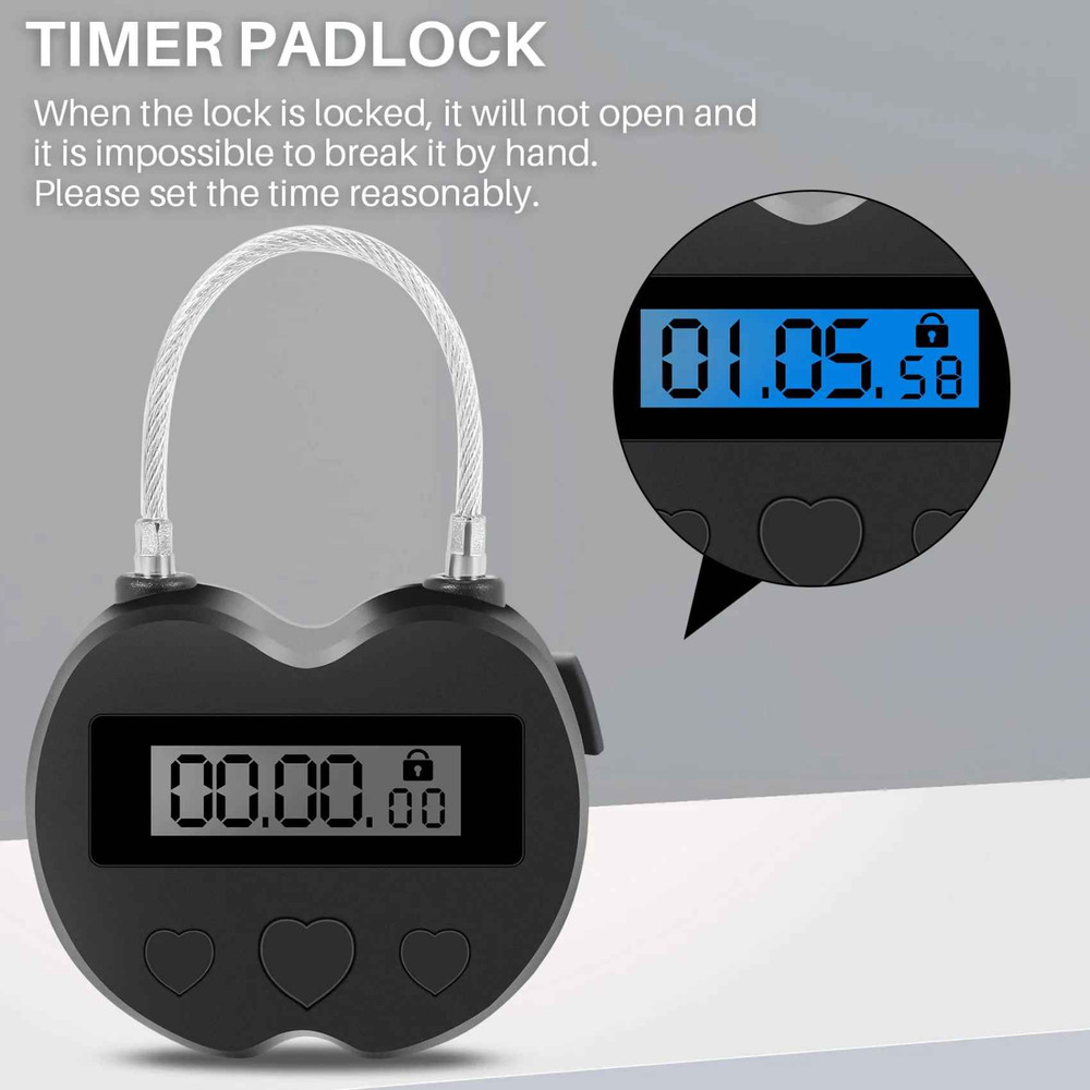 1x Black Time Lock LCD Display Time Lock Multifunction Travel Electronic Timer