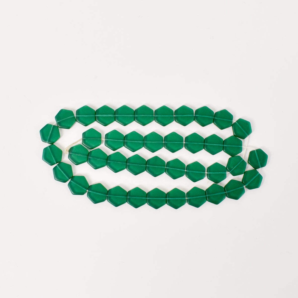 Green Czech Hexagonal Beads