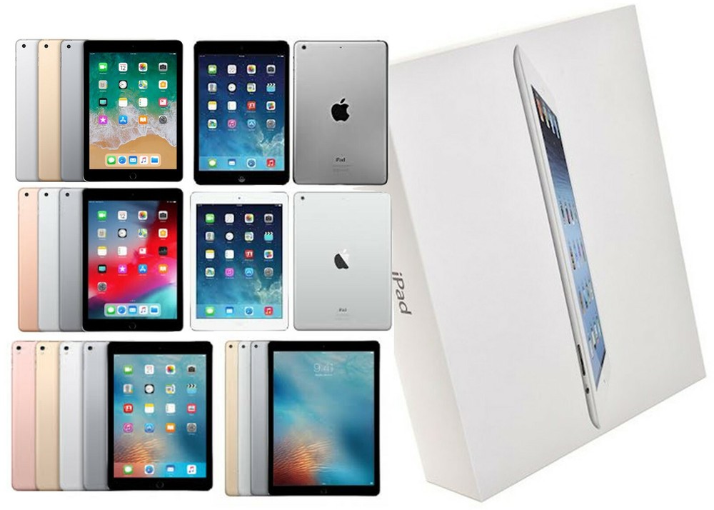 Apple iPad 5/6/Airs/Pros - Silver/Gold/SpaceGray, WiFi Only, and Includes Bundle