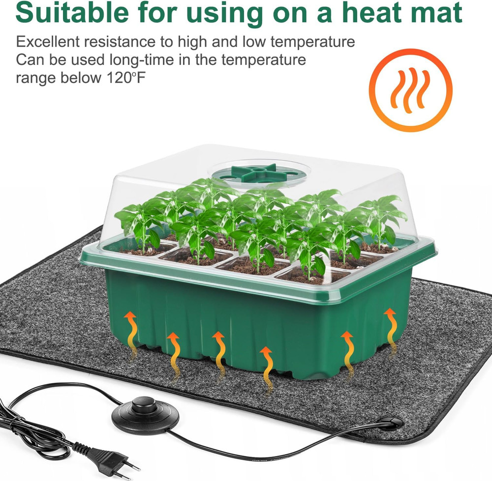 144 Cell Seed Starter Kit Trays with Humidity Domes Labels Tools