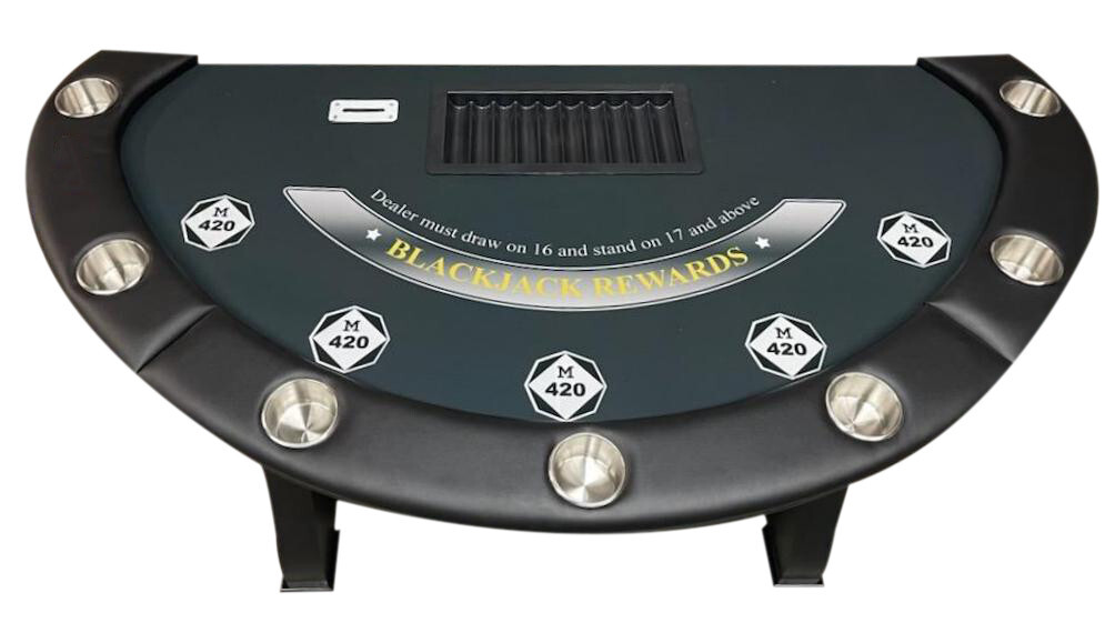 84" Blackjack Table, tall wooden Legs, cup holders, replaceable armrest &felt