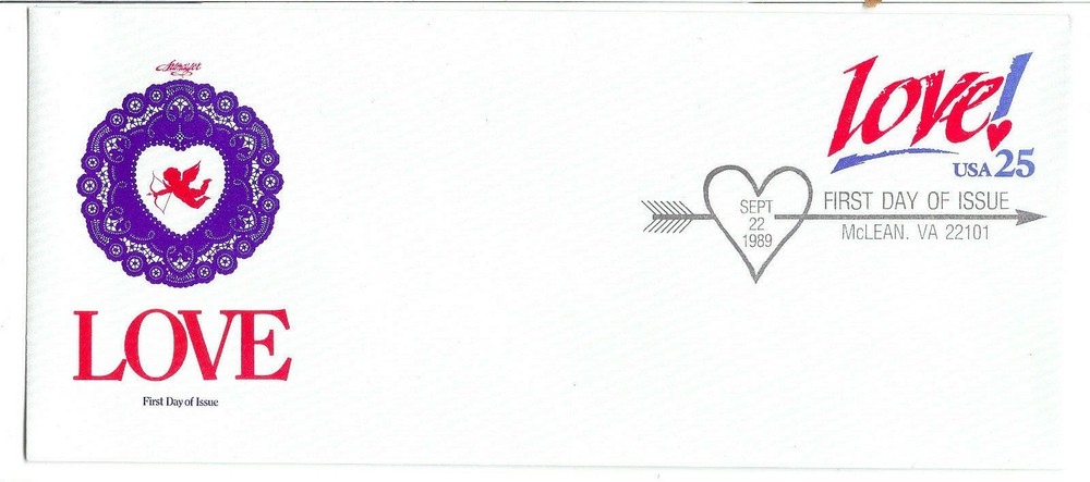 U616 25c Love Embossed Envelope #9  Artmaster FDC