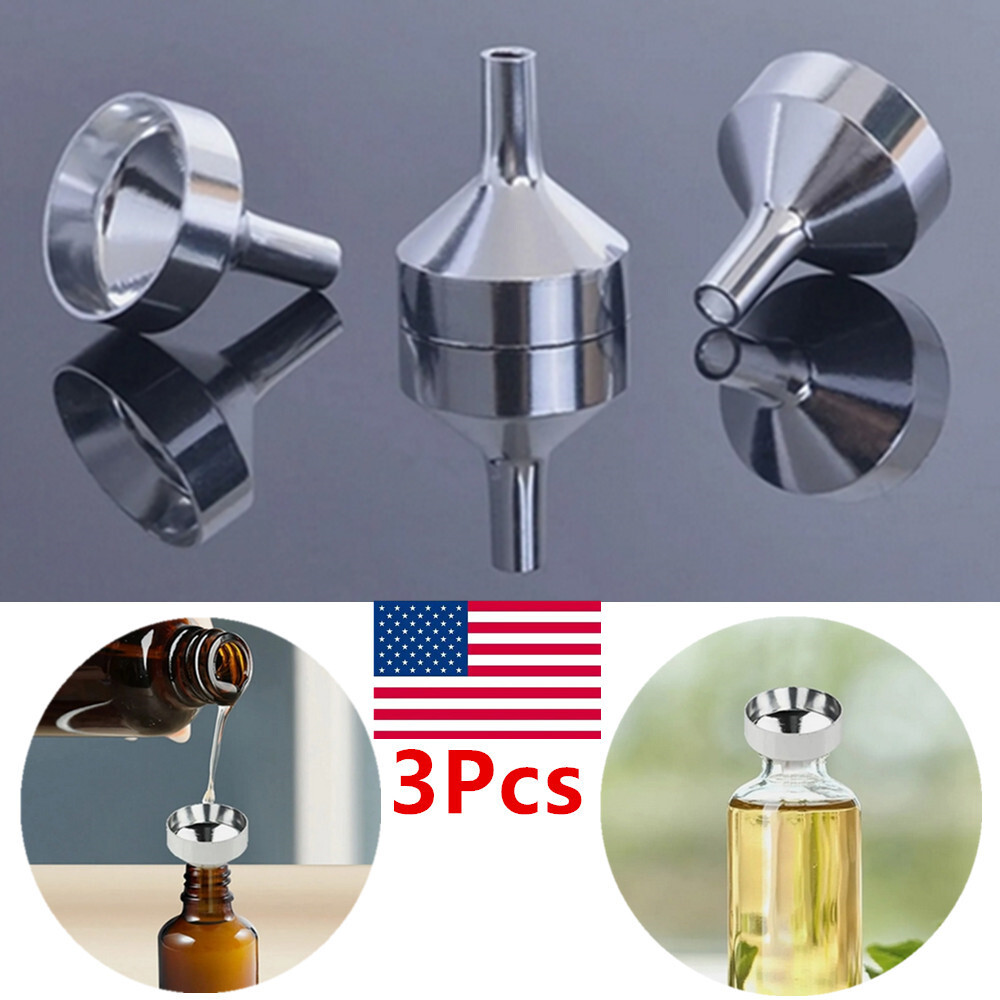 3 Pcs Stainless Steel Mini Funnels for Kitchen Use Tiny Small Funnel Set 3