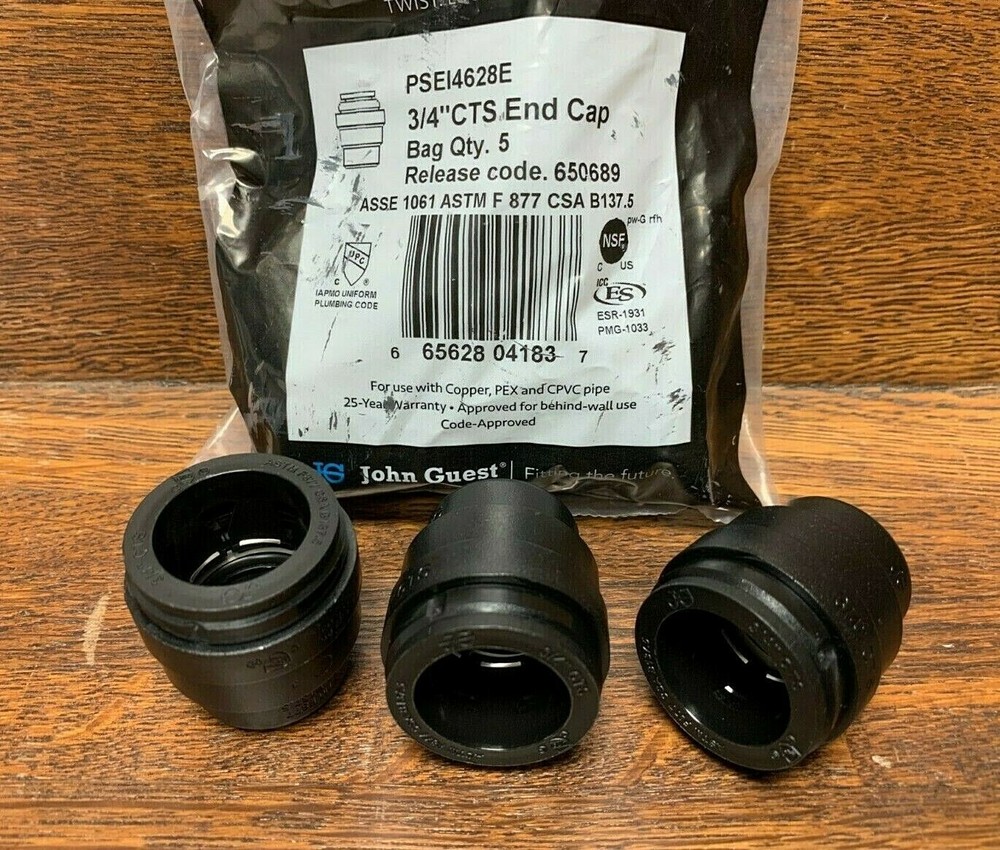 John Guest ProLock PSEI4628E End Cap, 3/4" CTS
