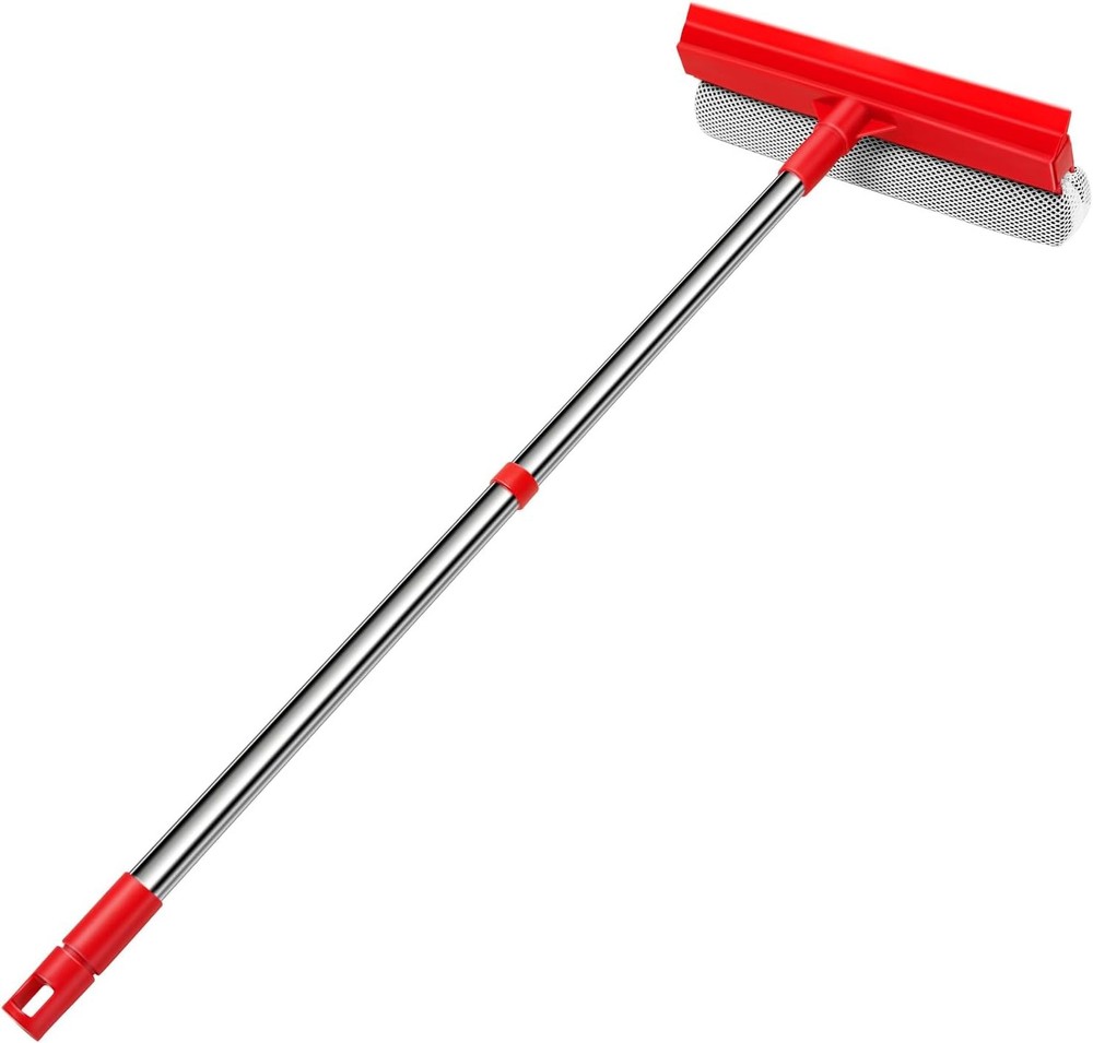 Window Squeee.- Retractable Handle, 2-in-1 Squeee for Window Cleaning