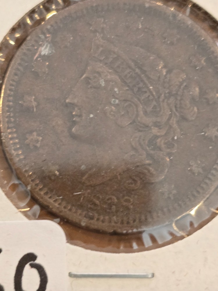 1838 Large Cent Almost Uncirculated conditon
