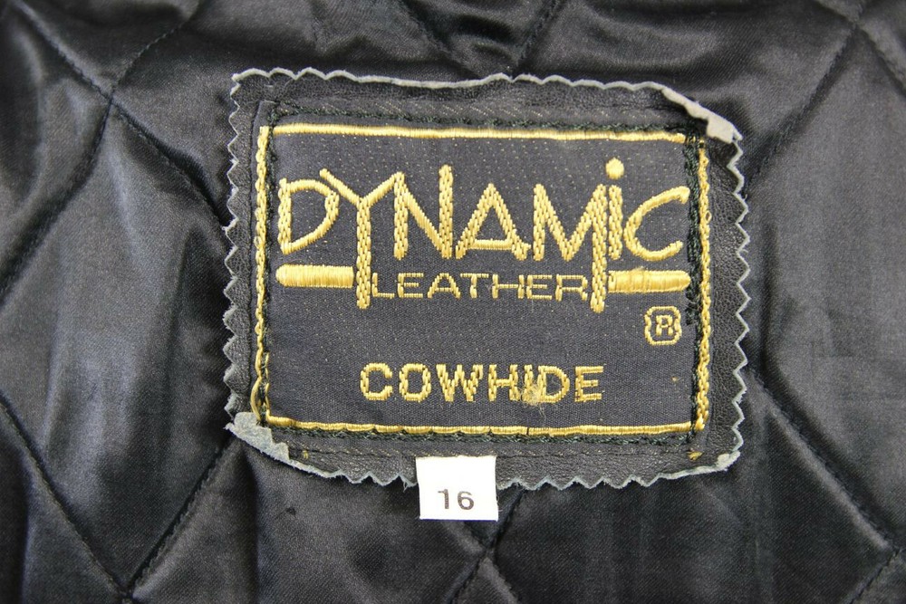 CLASSIC BLACK DYNAMIC LEATHERS COWHIDE BIKER JACKET SIZE 16