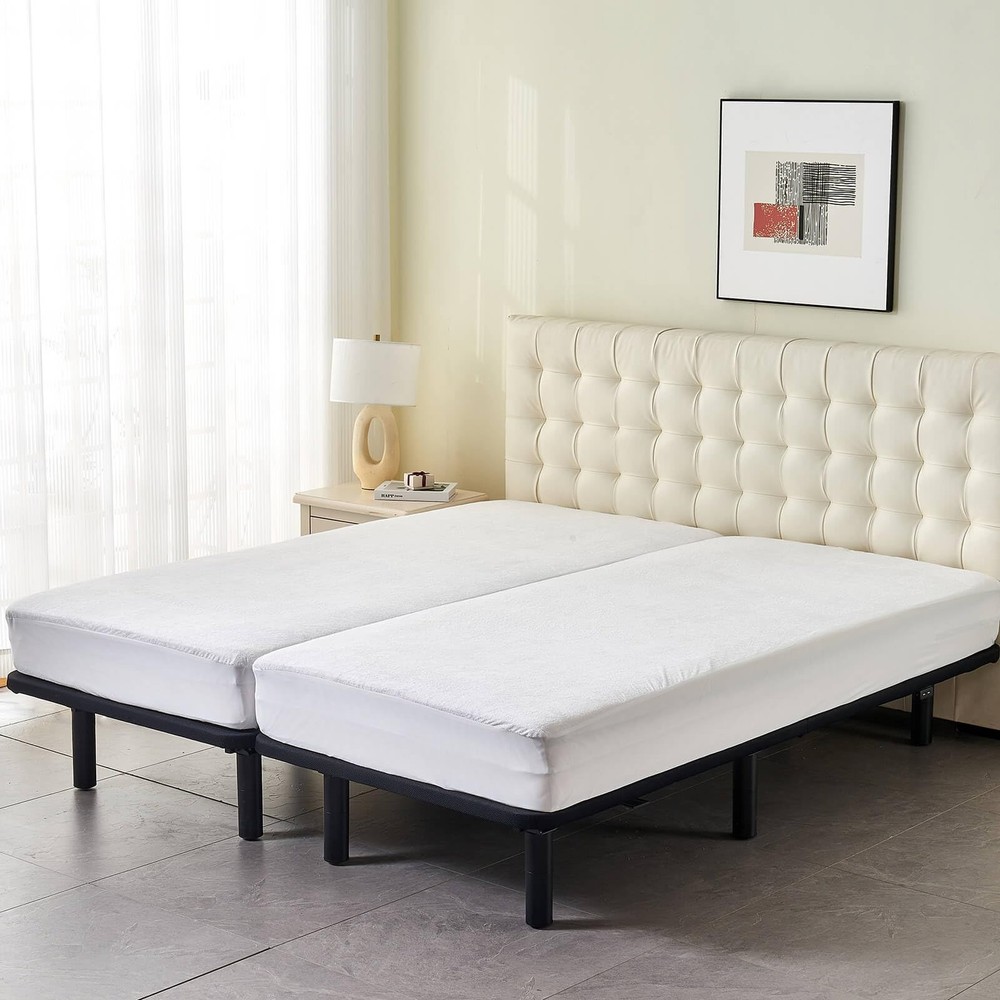 Waterproof Split California King Mattress Protector for Adjustable Bed Noisel...