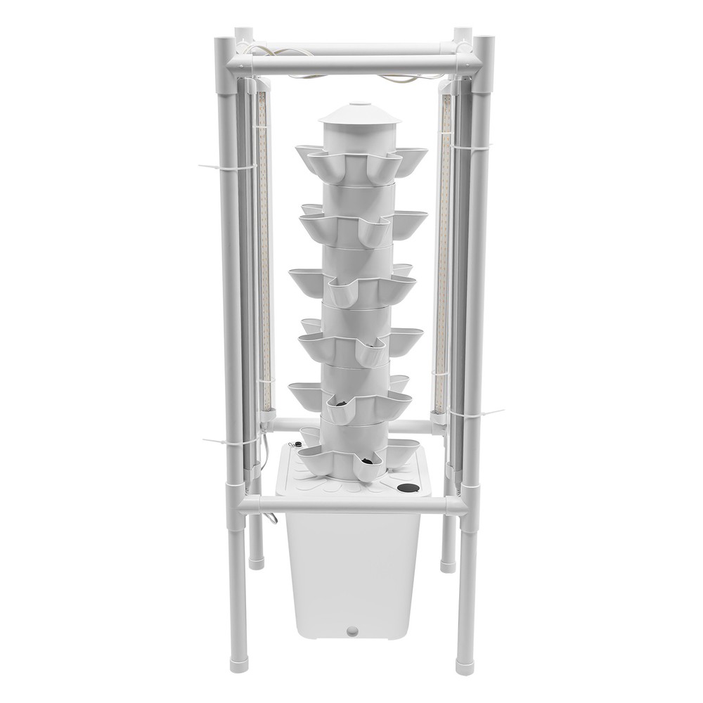 30-Pot Vertical Hydroponic Tower System Set with LED Lighting & Auto-Watering