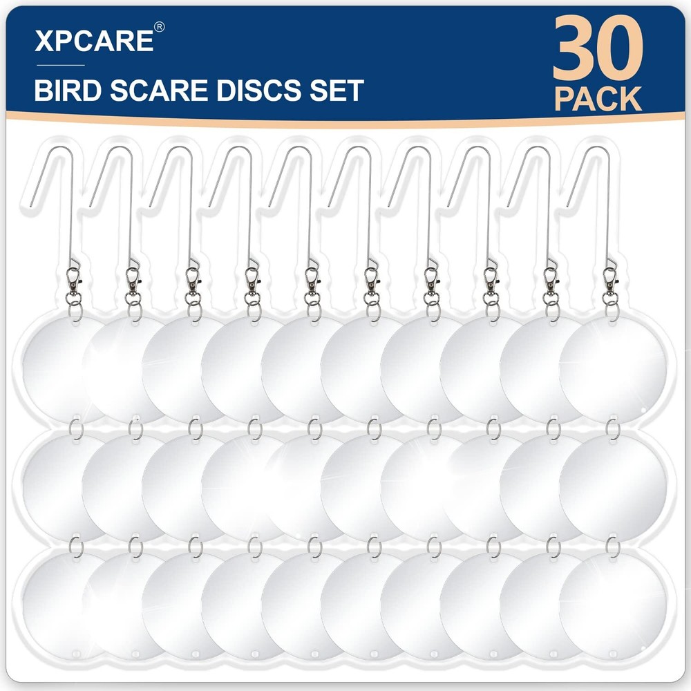 30 Pack Bird Scare Discs Set- Highly Reflective Double-Sided Bird Reflectors