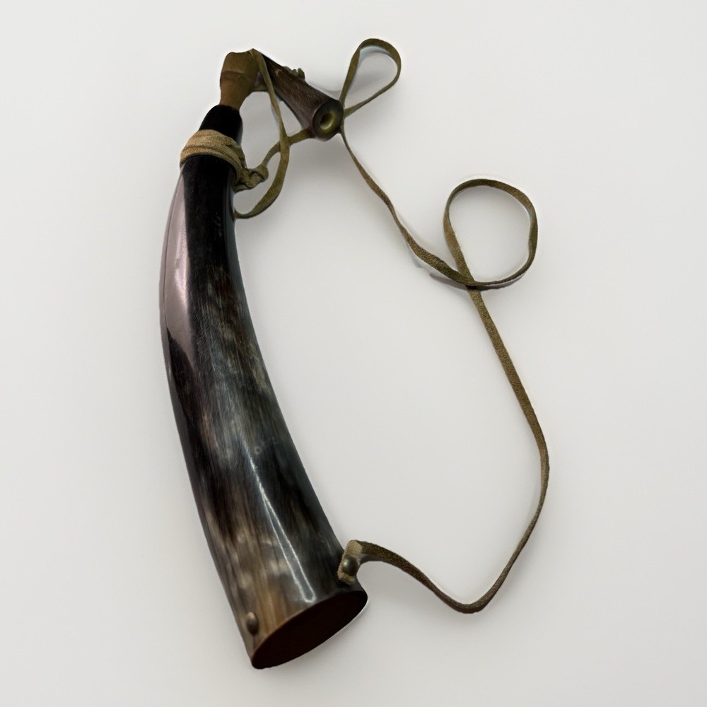 Handmade Powder Horn for Muzzleloader w/ Leather Strap & Cork SU-327